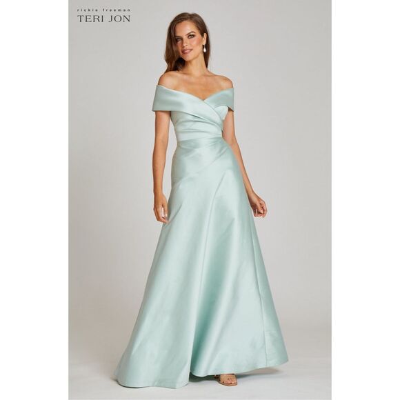 Teri Jon Dresses & Skirts - NWT Teri Jon Stretch Gazar Portrait Neck Side Drape A Line Gown Size 10 $1060